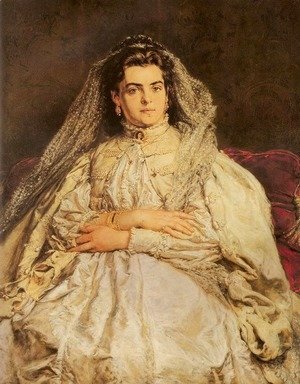 Jan Matejko - Portrait of Artist's Wife in a Wedding Dress